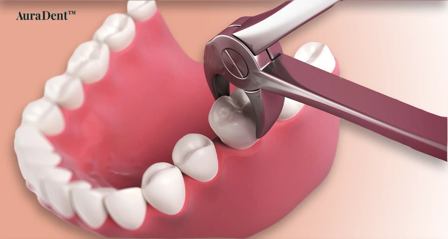 Detta foto visar en tandextraktion