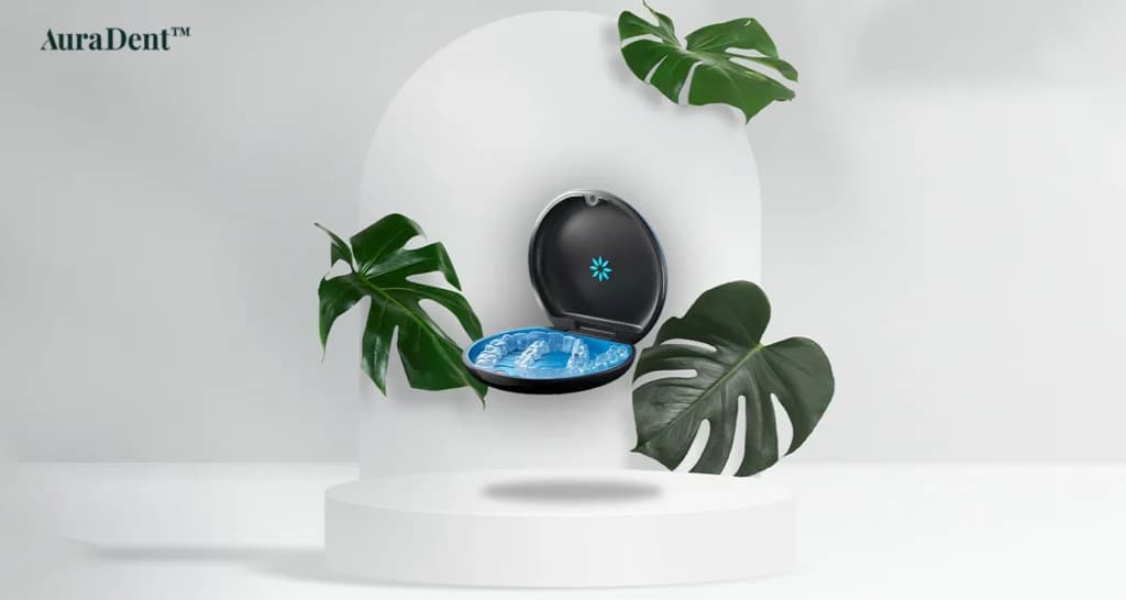 En guide om retainers: Det här fotot visar ett fodral med Invisalign-hållare