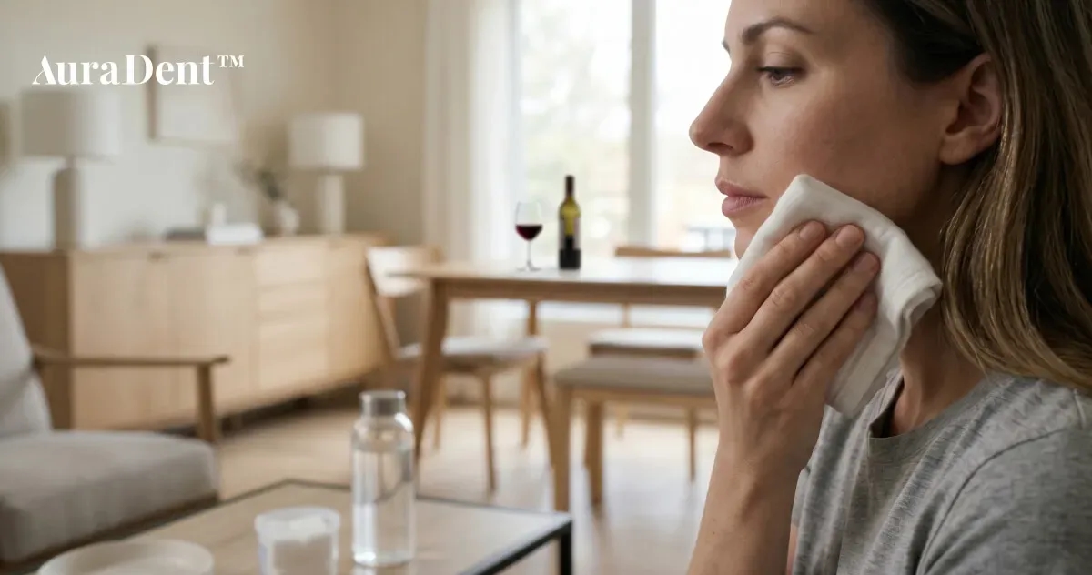 Närbild av en konsultation i ett undersökningsrum på en tandläkarklinik, där digital teknik visar hur ett lyckat behandlingsresultat planeras genom rätt eftervård och livsstilsval efter operationen.